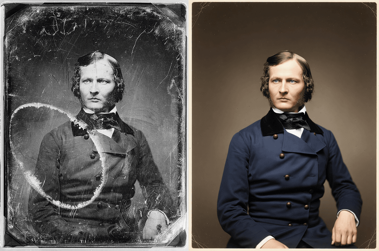 AI photo restoration before and after comparison